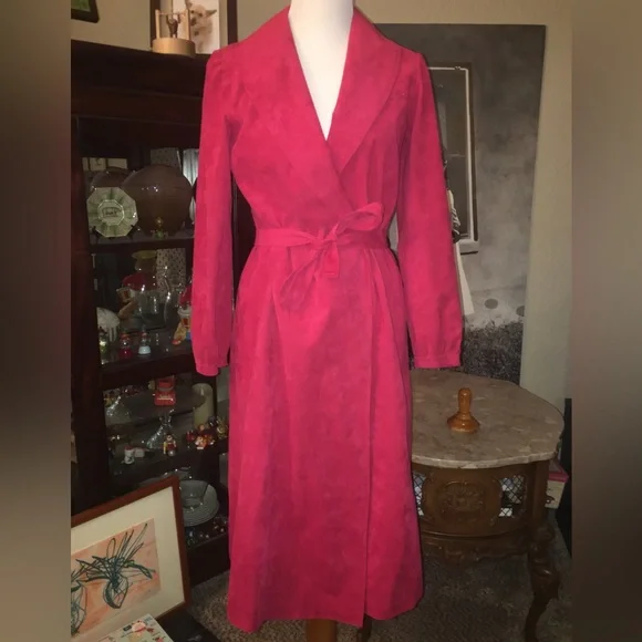 Vintage Halston Ultra Suede Red Coat Dress!!!